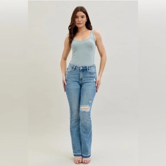 Judy Blue Denim - Judy Blue Mid Rise Destroy & Released Hem bootcut Jeans, 3/26/NWT